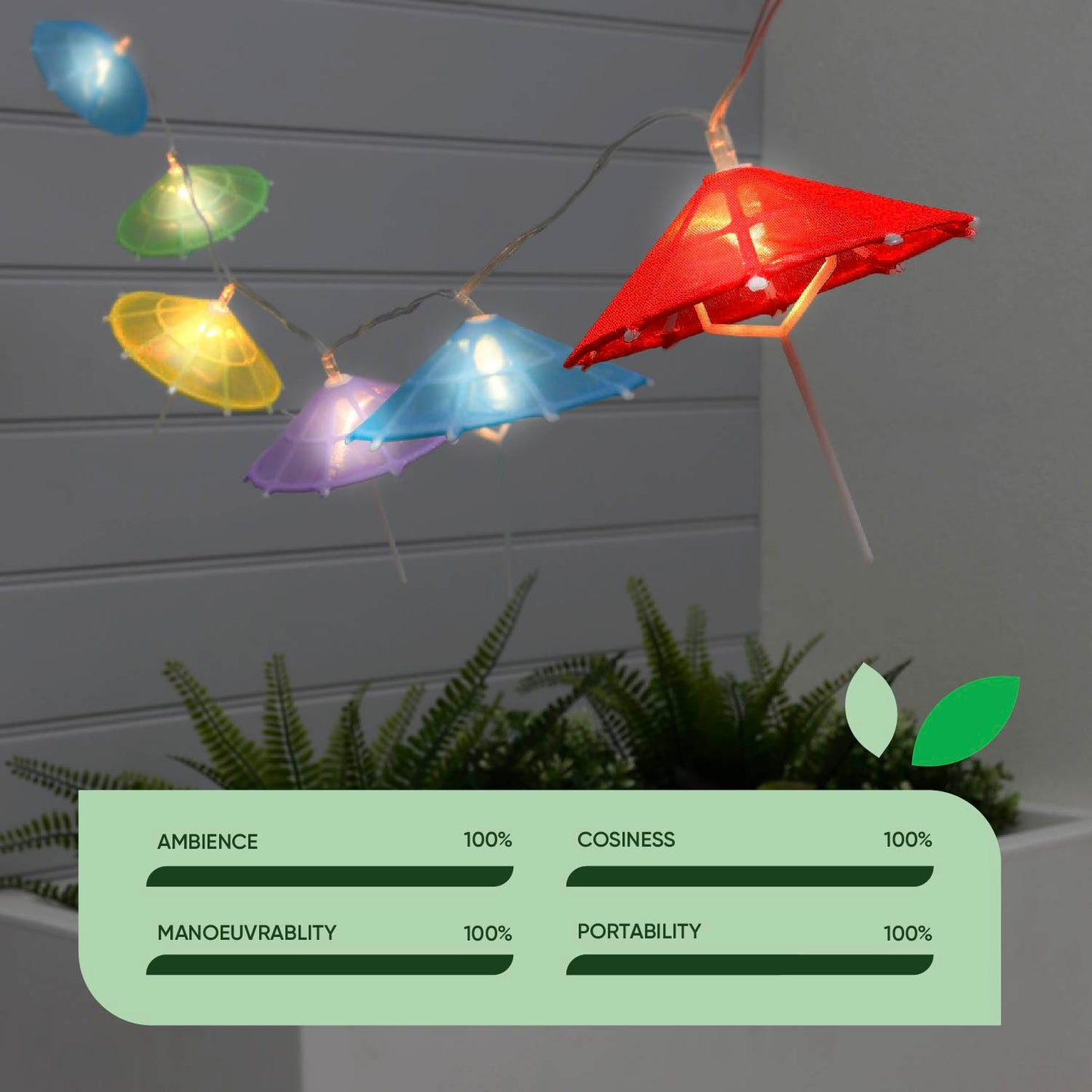 Solar Cocktail Umbrella String Lights