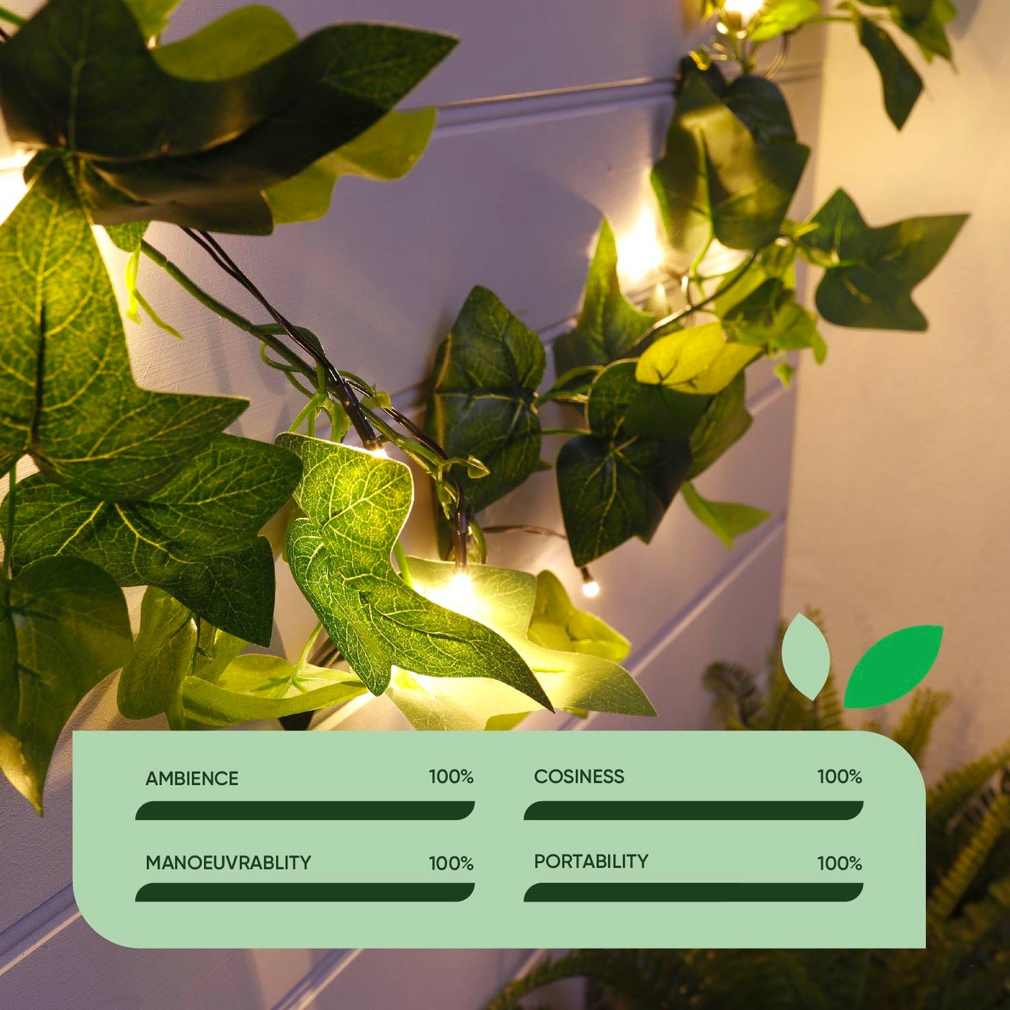 Solar Ivy Outdoor Garland String Lights