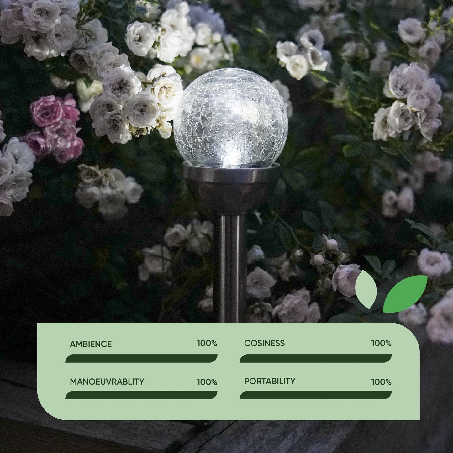 Crackle Glass Ball Stake Solar LED Light