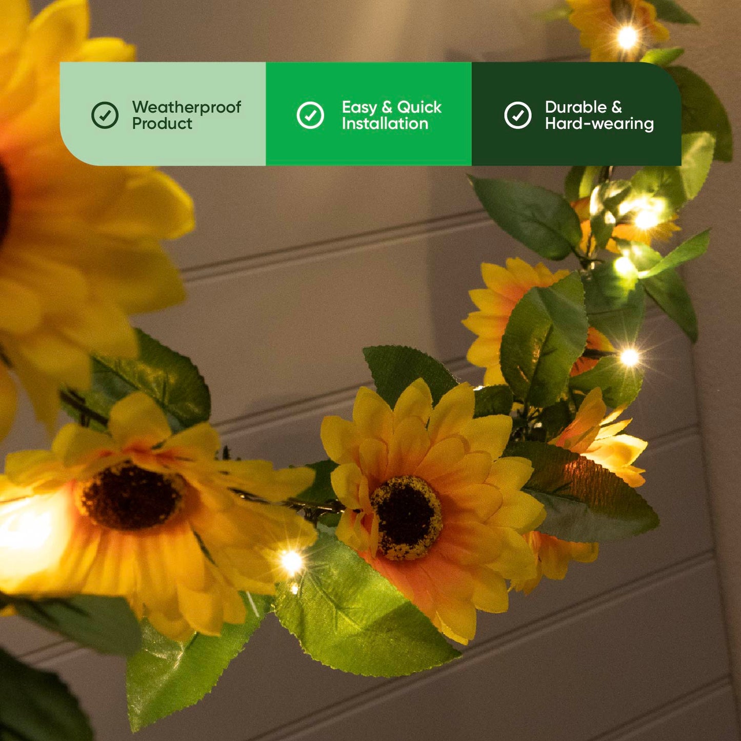 Solar Sunflower Outdoor Garland String Lights