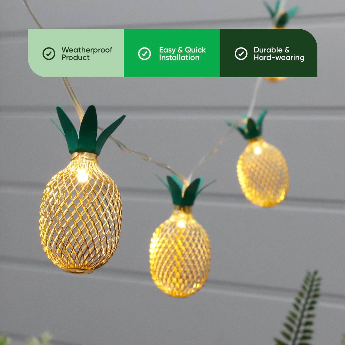 Solar Pineapple Lantern LED String Lights