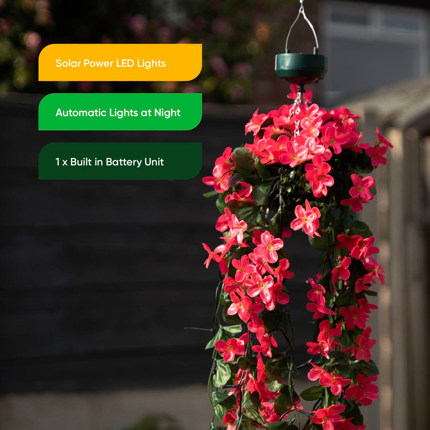 Solar Hanging Primrose Flower Lights - Pink