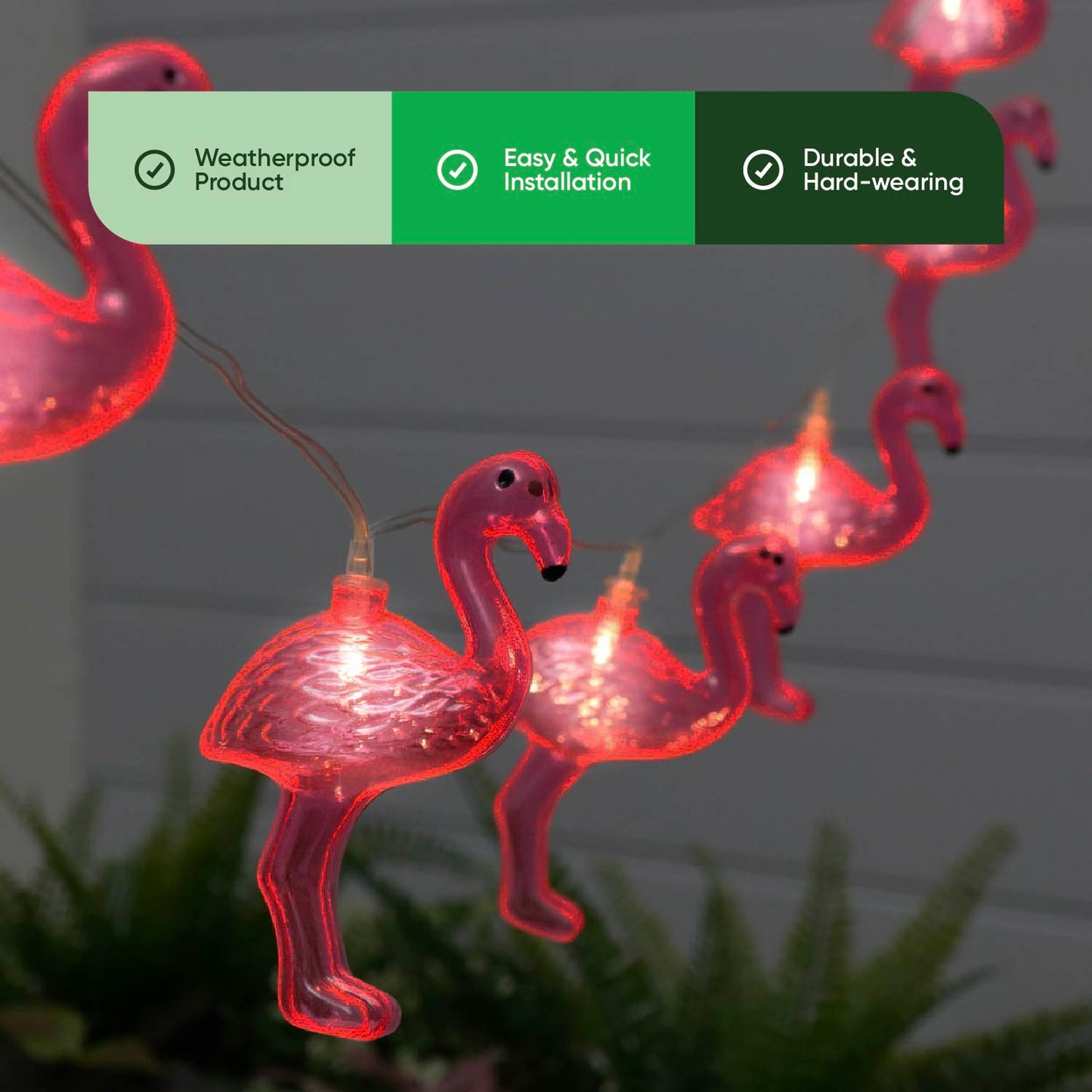 Solar Flamingo LED String Lights