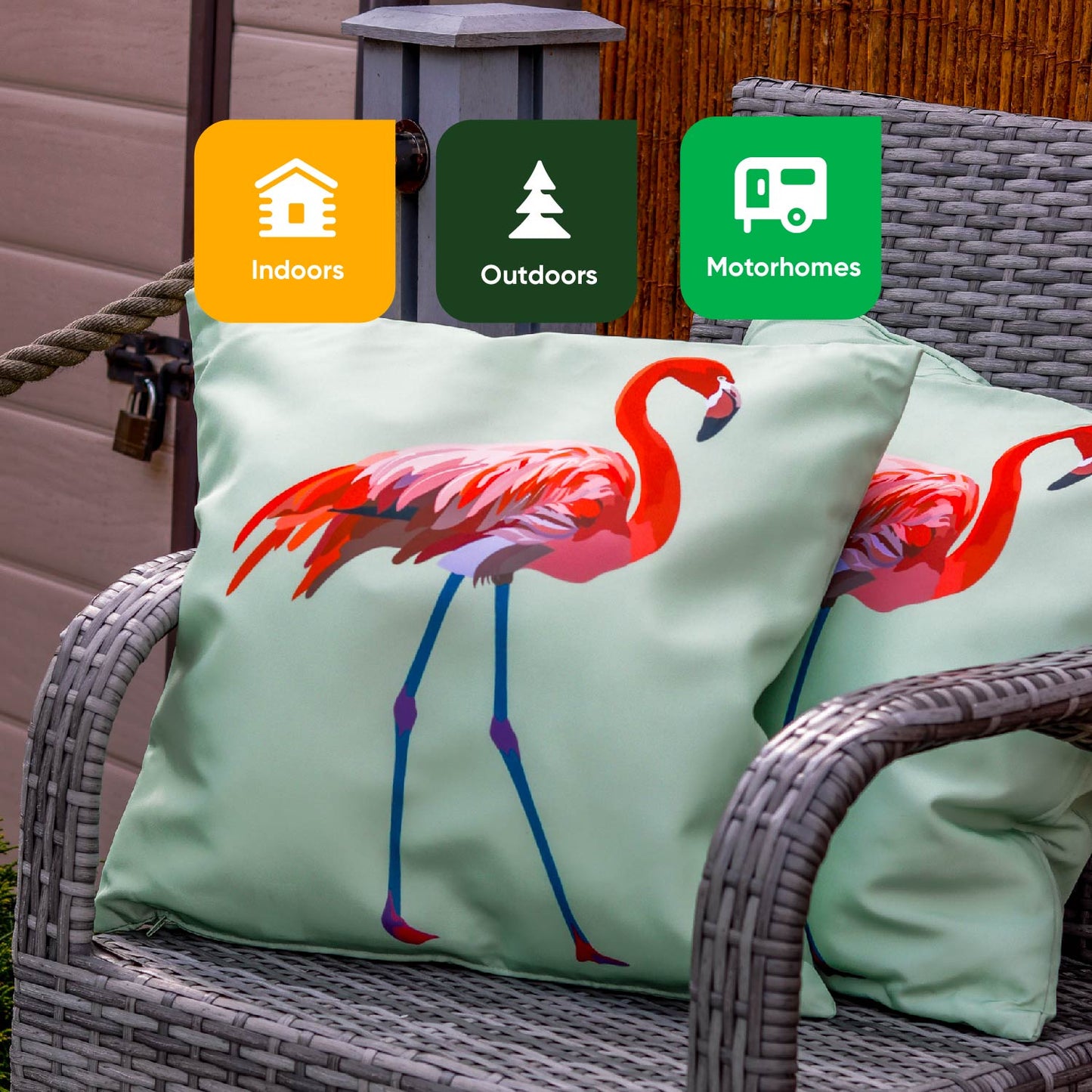 Outdoor Pair Of Scatter Cushions - Solo Flamingo