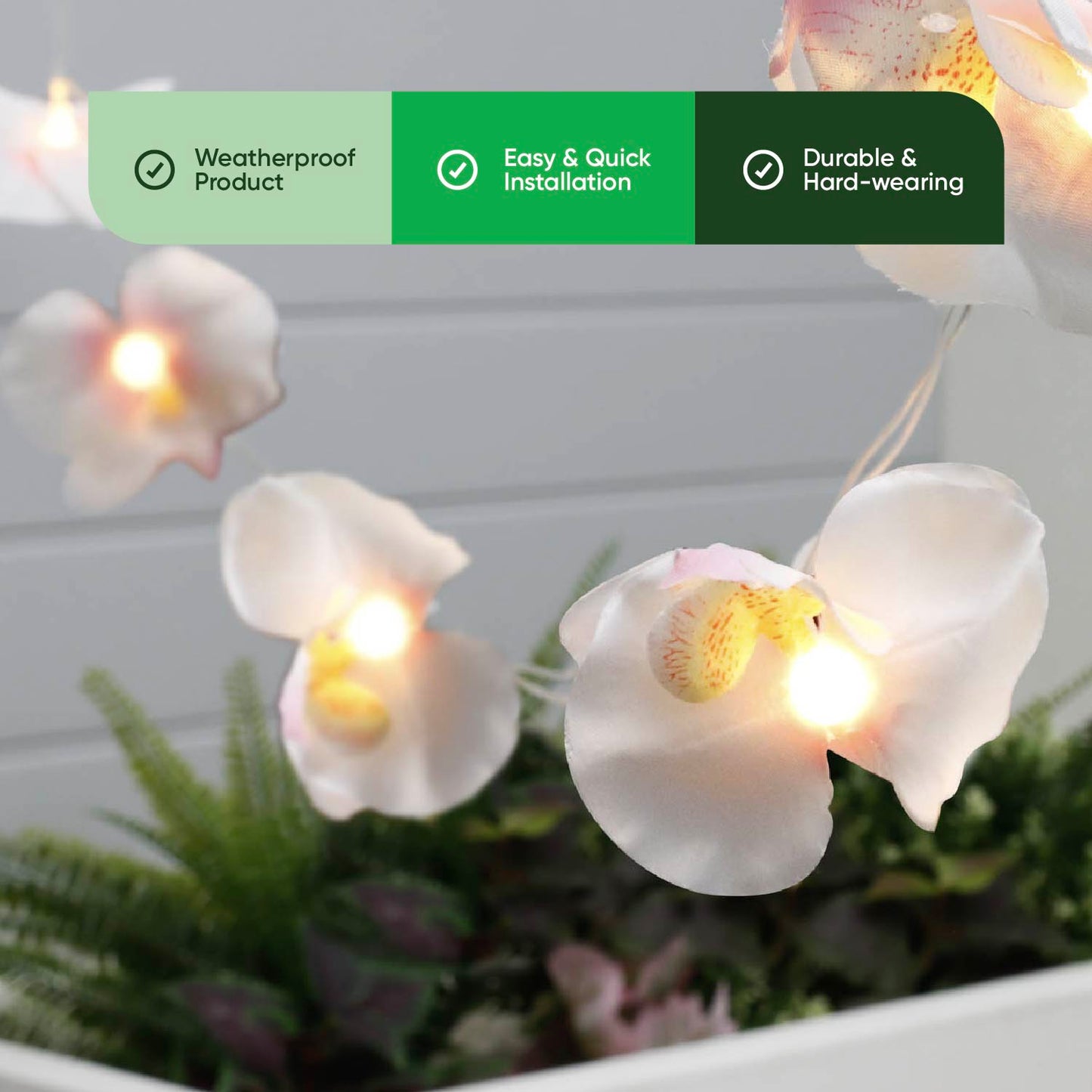 Solar Orchid Flower LED String Lights