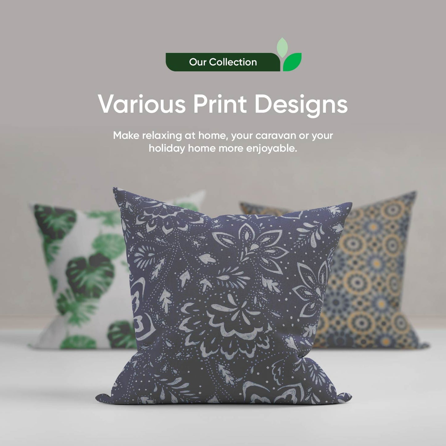 Green/Grey Leaf Print Scatter Cushion Pair