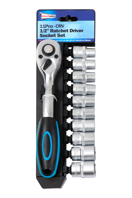 11-piece 1/2” Ratchet Driver Socket Set