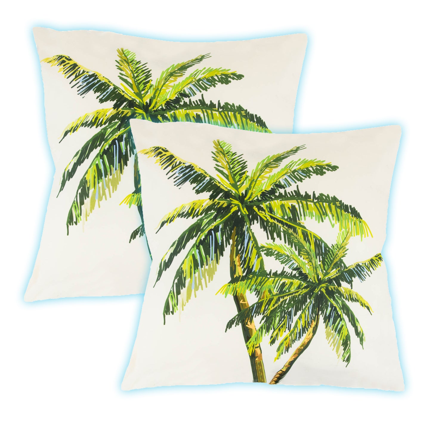 Outdoor Pair Of Scatter Cushions - Light Up Palm