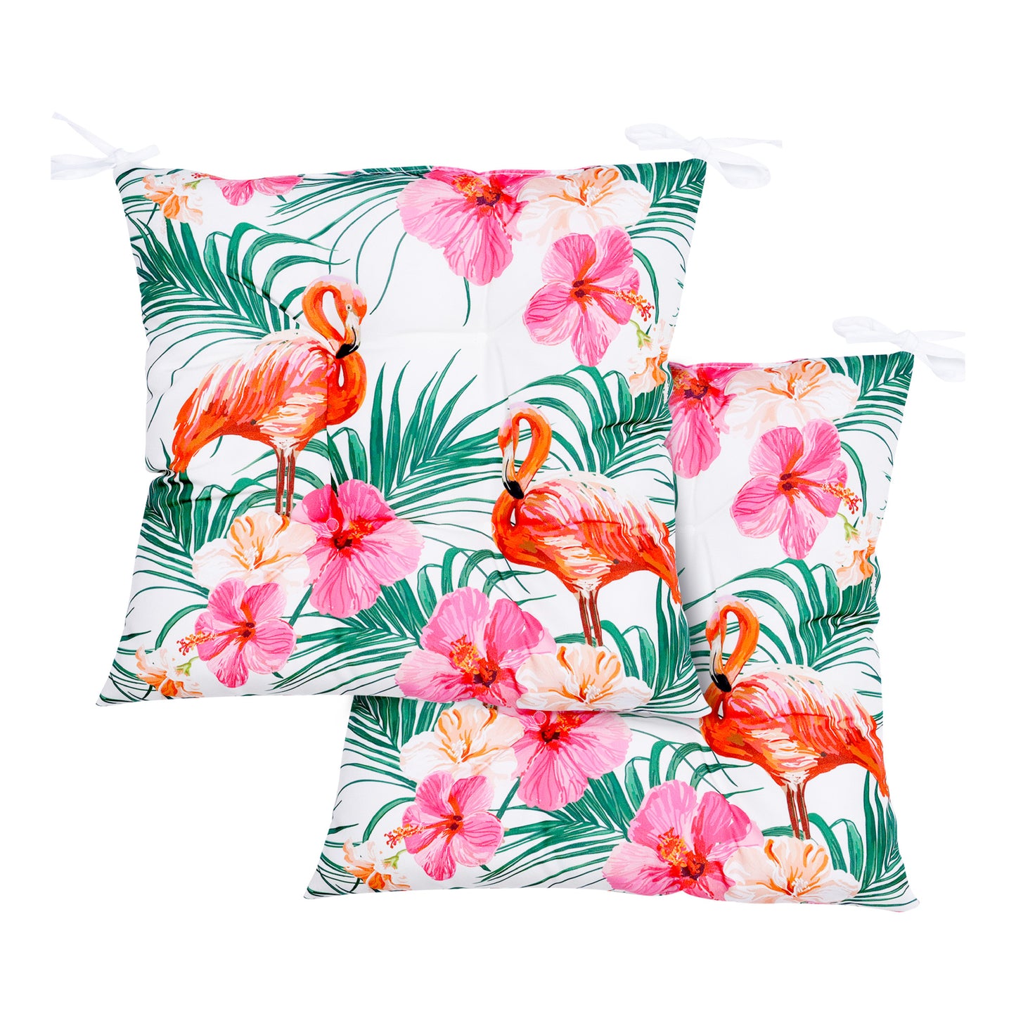 Outdoor Pair Of Seat Cushions - Flamingo Palm