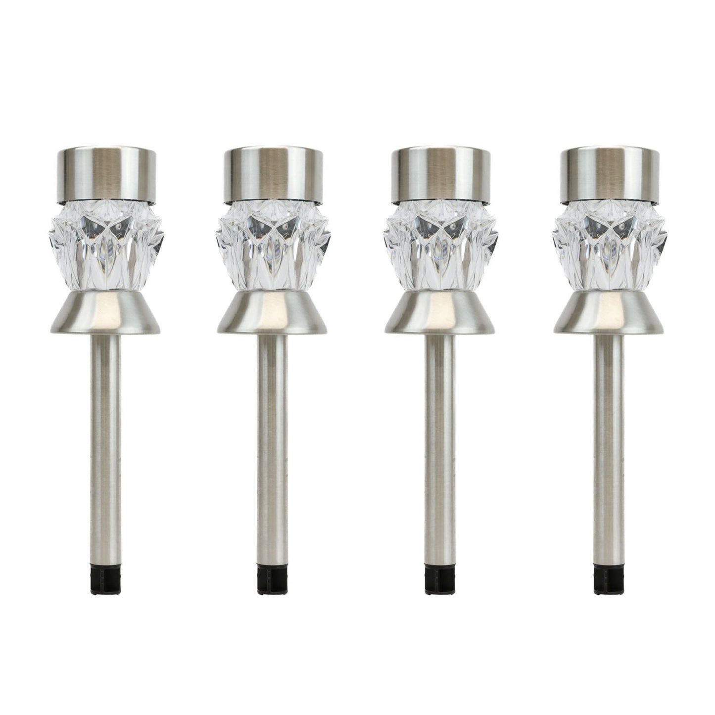 Pack of 4 Solar Round Crystal Stake Lights