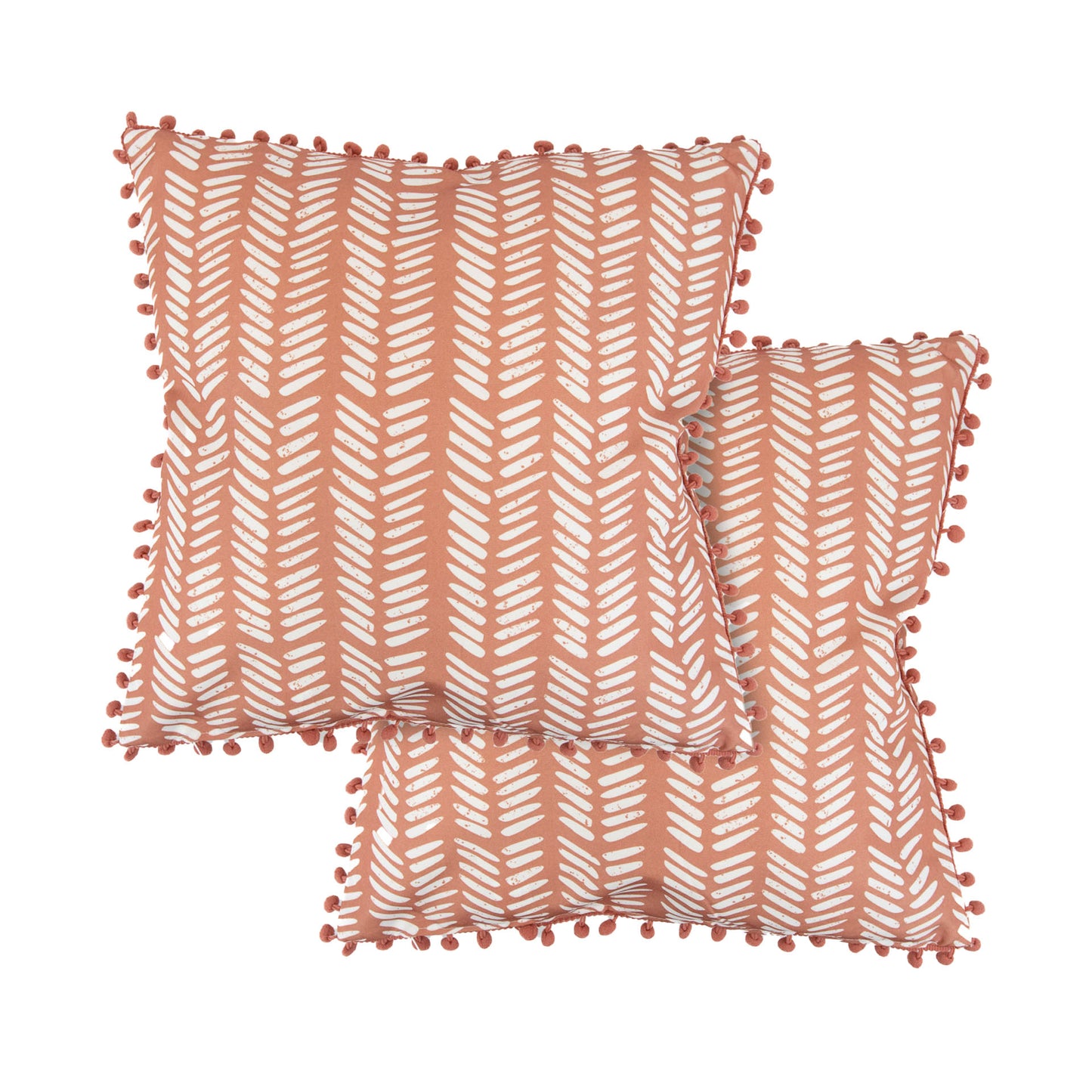 Outdoor Pair Of Scatter Cushions - Terracota Fern