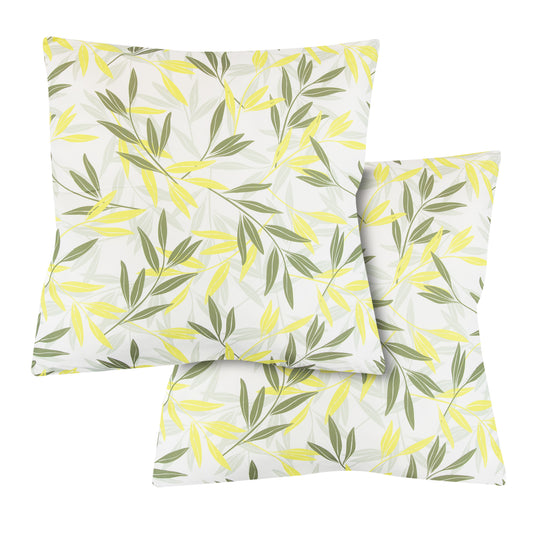 Green/Grey Leaf Print Scatter Cushion Pair