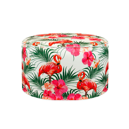 Flamingo Palm Print Inflatable Ottoman