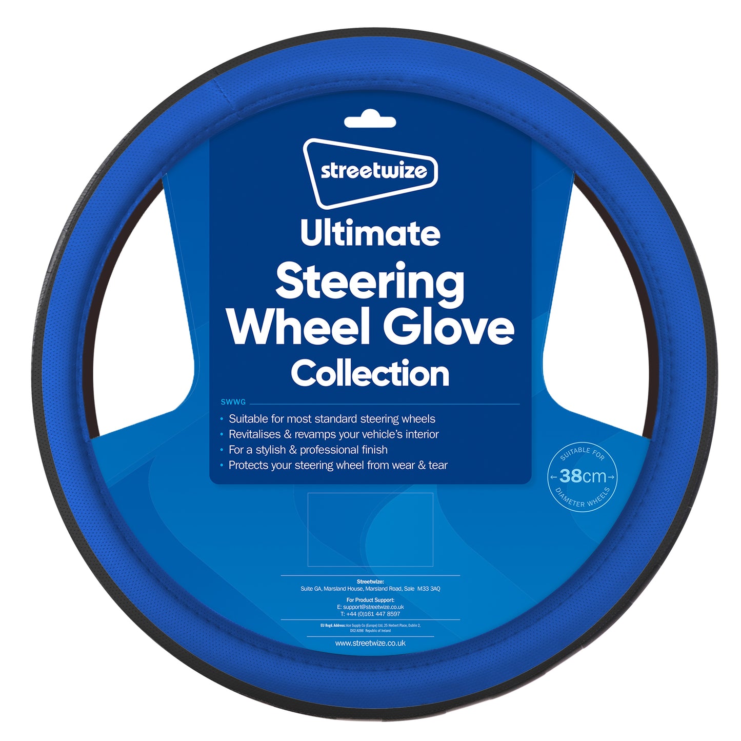 Ultimate Steering Wheel Glove - Black/Blue Sports Grip