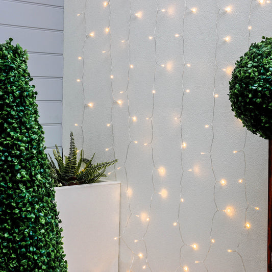 Solar Powered Warm White LED Curtain Lights