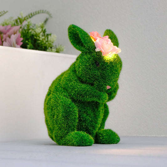 Solar Powered Standing Rabbit with Single Flower