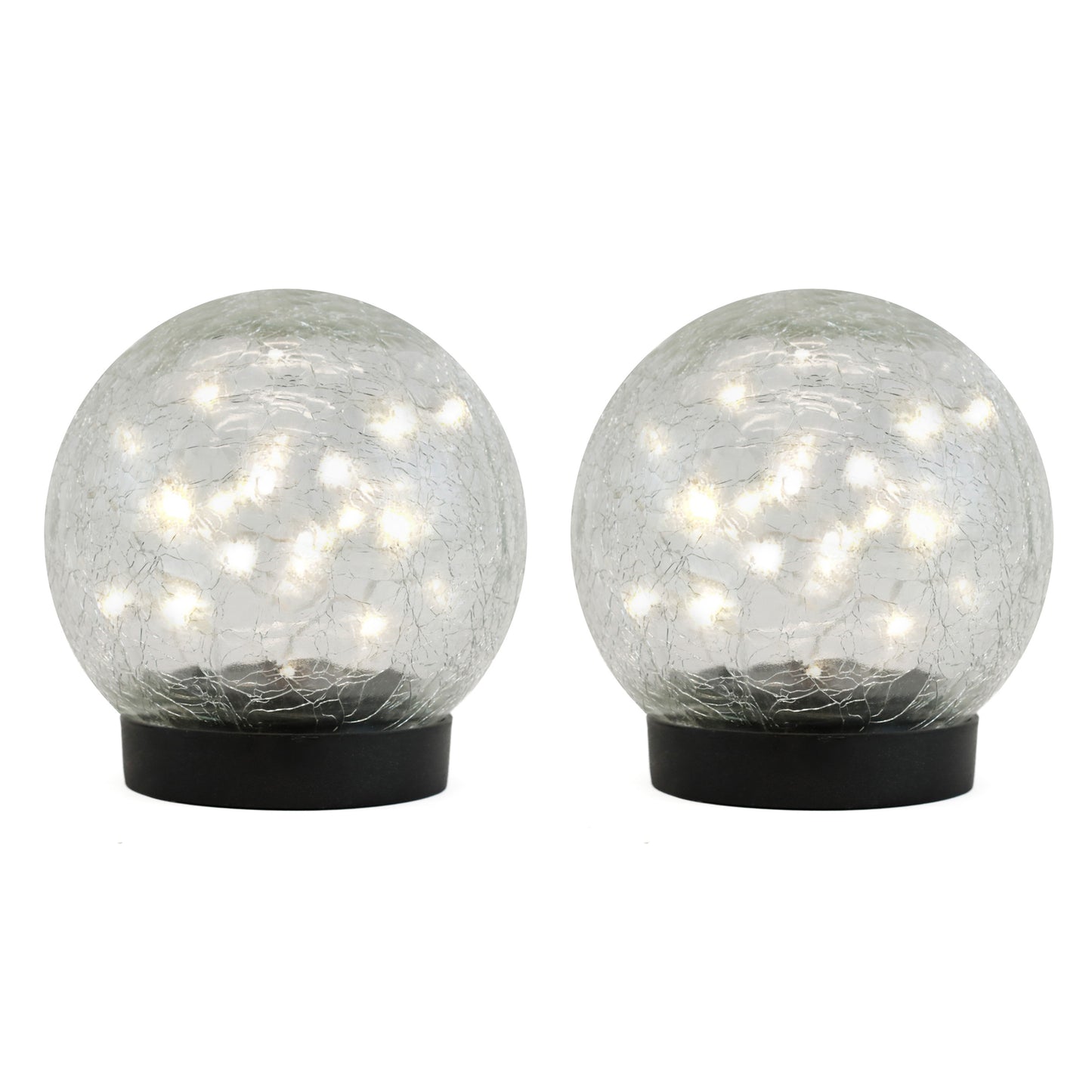 Pair of Solar Powered LED Crackle Balls