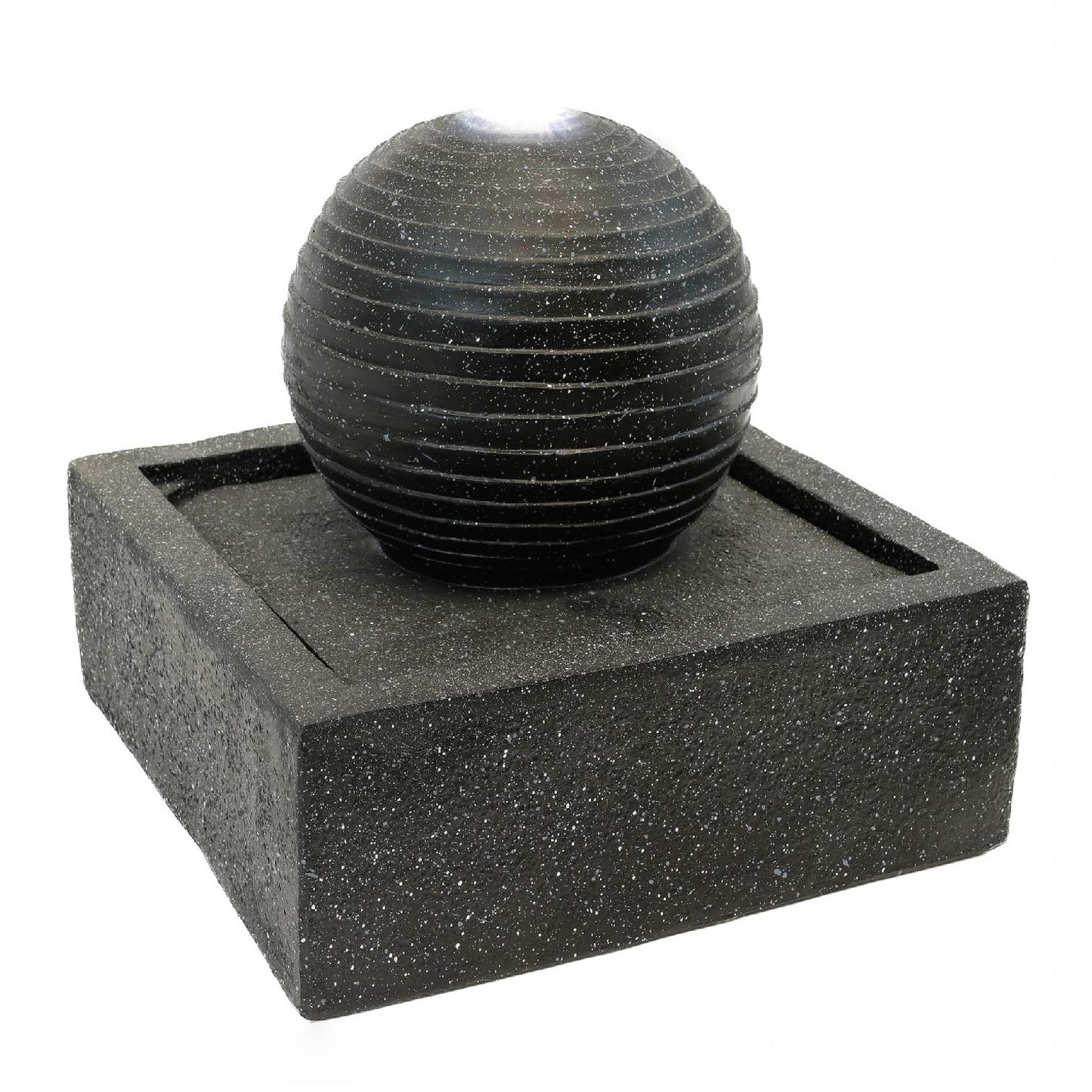 Solar-Powered Black Granite-Finish Water Feature