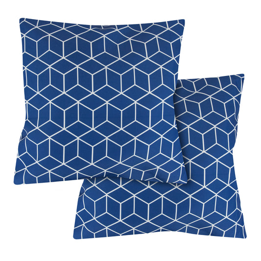 Outdoor Pair Of Scatter Cushions - Blue Cube