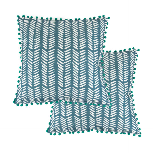 Pair of Teal Fern Scatter Cushions