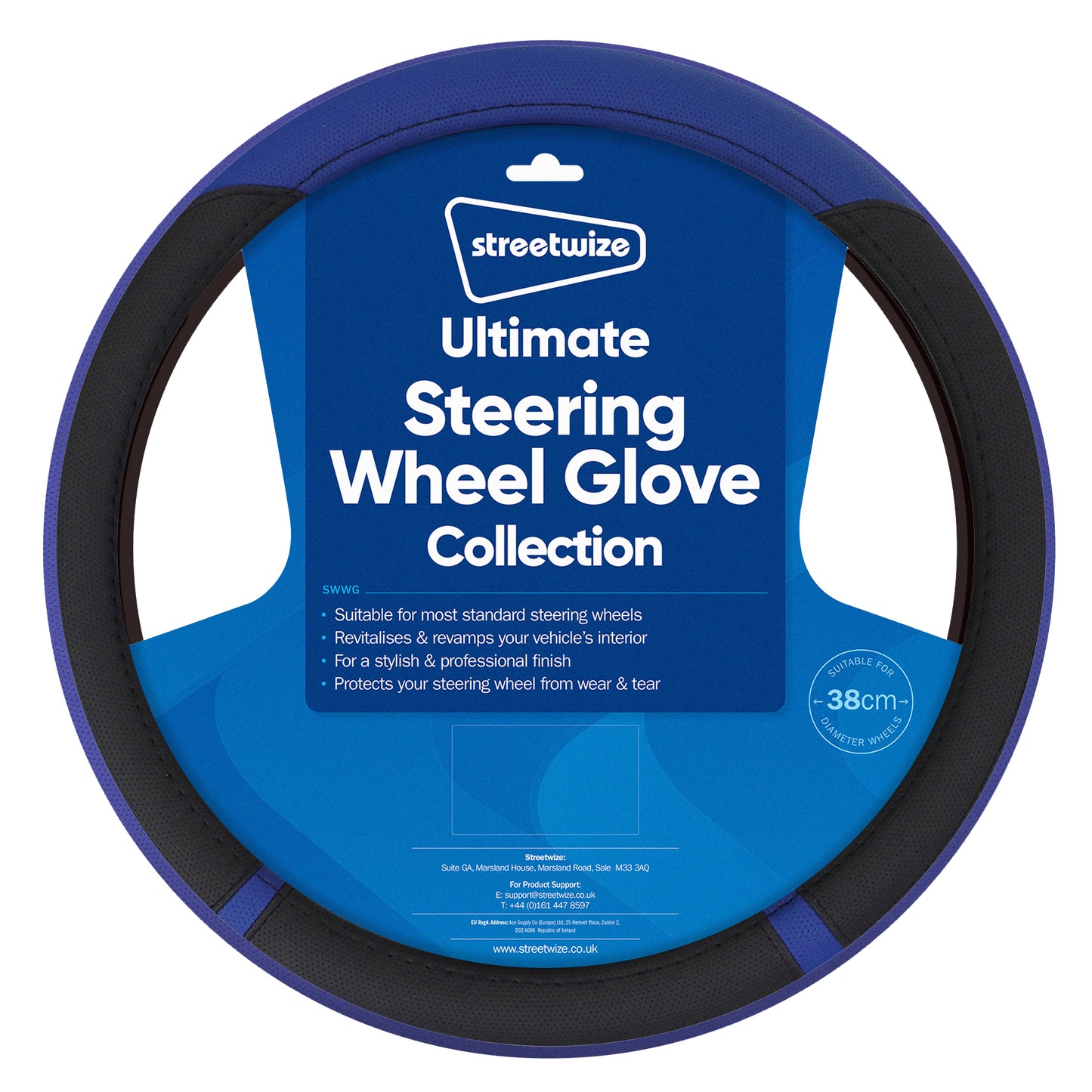 Ultimate Steering Wheel Glove - Soft Grip - Black/Blue