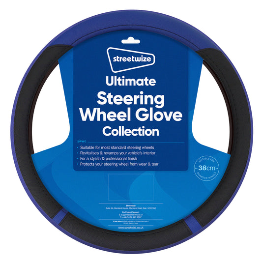 Ultimate Steering Wheel Glove - Soft Grip - Black/Blue