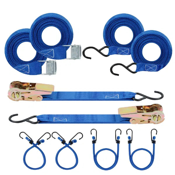 8 piece Tie Down Kit with Bungee Cords